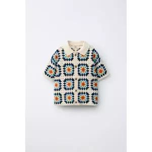 국내배송 ZARA 자라 아동 키즈 주니어 크로셰 니트 셔츠 파스텔 옐로우 2756591321 1894802