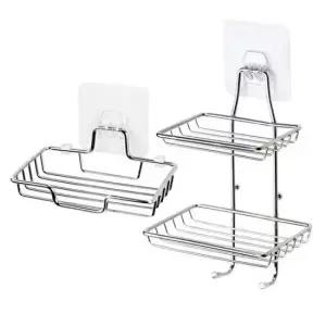 비누수납 스텐 부착식 무타공 비누받침대 비누걸이 2단