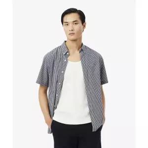 [국내매장정품] 라코스테 LACOSTE 남성 라이트 포플린 깅업 체크 반팔 셔츠 CH2346-56G 522 CH2346-56G522