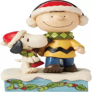 스카프 피규어를 착용한 짐 쇼어 찰리 브라운과 스누피의 에네스코 피너츠 6인치 멀티컬러