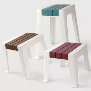 사각 의자 디자인 우드패턴 다용도 보조 의자 직사각 스툴 원목 플라스틱 접이식 어린이 베란다 받침대