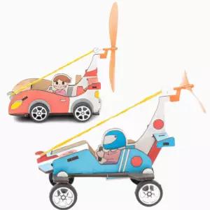 5set 움직이는 고무동력 우드 자동차만들기키트 색칠 세트 장식