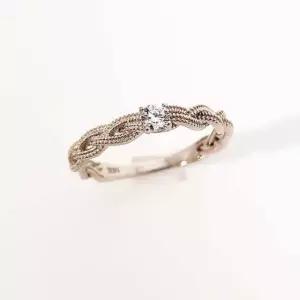 14k 18k 꼬임 반지 모이사나이트 포인트 여성 데일리 골드 심플 금반지