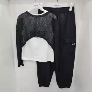 [에꼴리에]쿨 니트 레터링 레이어드 상,하셋트(24PT483253)_US