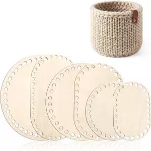 코비 6개 나무 바구니 바닥 타원형 원형 빈 코바늘 받침대 DIY 공예 직조 제작 용품을 위한 6가지 크기의