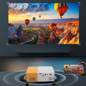 야외용 프로젝터 소형 1080P 휴대용 100ANSI 1000LM 밝기 수동 초점 100인치 스크린 지원 LED 영화