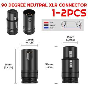 남성-남성/여성-여성 블랙 쉘 XLR 솔더 커넥터 3핀 90도 직각 아연 합금 (파워 앰프용)