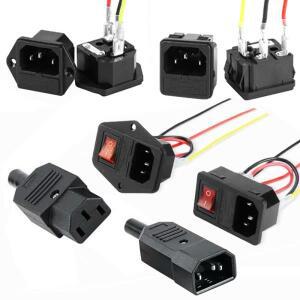 1PCS 검정색 C13 C14 PDU UPS 배선 커넥터 3D 프린터 부품 용 빨간색 스위치 모듈 플러그가있는 10A AC 전