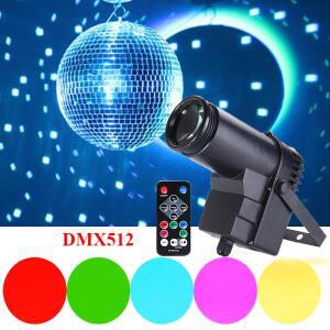 DMX512 RGBW 4 in 1 디스코 빔 핀스팟 라이트 10W LED 무대 스포트라이트 미러 볼 파티 바 클럽 웨딩 장식