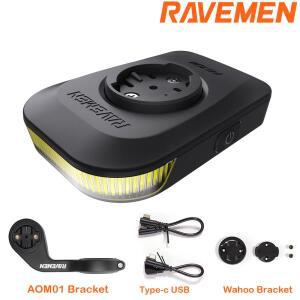 RAVEMEN FR300 FR160 자전거 주간 헤드라이트, 가민 와후 GPS 안전 측면 가시성 프론트 라이트와 호환, AOM