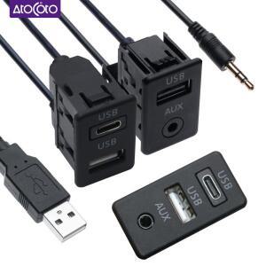 범용 자동차 대시 플러시 마운트 USB 유형 C 포트 스위치 패널 보트 Toyota VW 용 3.5mm AUX 인터페이스 연