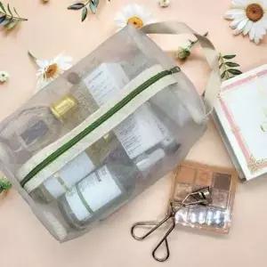 [골드스마일]목욕 화장품 휴대용 메쉬 주머니 수영복 손잡이 투명 파우치