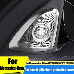 [호환] 메르세데스-벤츠 S-클래스 W223 2021-2025 스테인리스 스틸 자동차 도어 A-필러 경적 보호 커버 내
