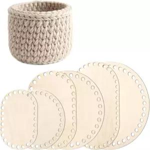 LXUEJIE 6개 나무 바구니 바닥 타원형 빈 코바늘 베이스 키트 DIY 공예 직조 장식용 6사이즈 용품