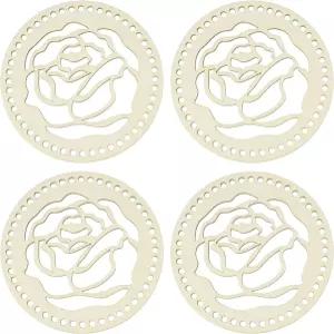 파티킬 4Pcs 크로셰 바구니 베이스 5.5인치 원형 바닥 셰이퍼 나무 가방 제작 용품 숄더백 핸드백 공예용