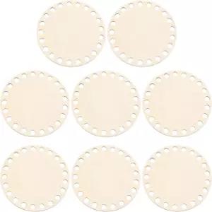 PATIKIL 4인치 지름 코바늘 바구니 바닥 8개의 원형 빈 뜨개질 나무 받침대 DIY 공예 직조 제작 용품 홈