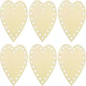 파티킬 4인치 x 크로셰 바구니 바닥 6개의 하트 모양 빈 뜨개질 나무 받침대 DIY 공예 직조 제작 용품 홈