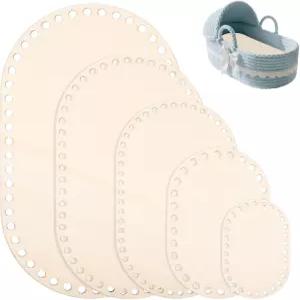 5PCS 나무 바구니 바닥 내추럴 블랭크 코바늘 베이스 세트 DIY 직조용 타원형 원 뜨개질 공예 용품 홈 데코