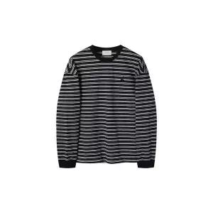 [커스텀멜로우](강남점) 블랙 스트라이프 롱 슬리브 티셔츠 C9TAM25212BKX