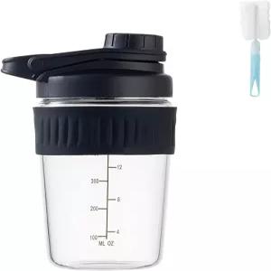 단백질용 16온스 유리 셰이커 병 작은 붕규산염 분말 누출 방지 컵 믹스 304개 블렌딩 볼 블랙