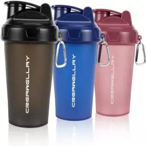 단백질 혼합용 셰이커 병 3팩 손잡이가 달린 소형 17온스 운동 전 블렌딩 볼이 있는 짐 컵 BPA 프리 및