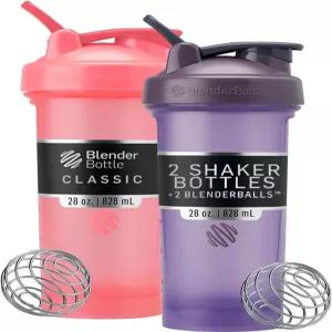 블렌더보틀 클래식 V2 셰이커 병으로 단백질 쉐이크 및 운동 전 사용 28온스(2팩) 핑크 퍼플에 적합합니다