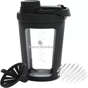 단백질용 파디 유리 셰이커 병 - 무취 BPA 프리 누수 방지 24 OZ 졸업 이상적인 피트니스 밀크셰이크 및