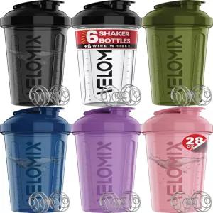 벨로믹스 - 6팩 단백질 혼합용 28온스 프로틴 셰이커 병 6배 와이어 거품기 쉐이크용 누수 방지 컵 크고
