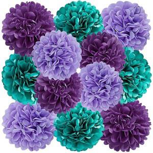 퍼플 티슈 페이퍼 폼 폼이 리틀 인어 생일 장식 청록색 피웁니다 파티 꽃을 위해 라벤더 걸 테마 장식을