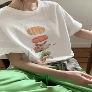 [09초이스] 캣츠버거 루즈핏 반팔 티셔츠 86691 빅사이즈 여성의류