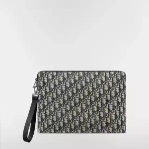 MUST IT_디올 A4 지퍼 파우치 - 베이지 블랙 Dior Oblique 자카드