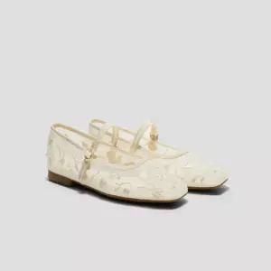 [VIVAIA] 비바이아 Margot Mary Jane 크림 플로럴 메쉬 / 스퀘어 토 메리제인