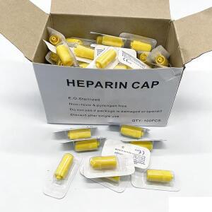 의대생 100개입 일회용 수의용 헤파린 캡 노란색 IV 카테터 루어락 멸균 스토퍼 (강아지, 고양이용) 수의학