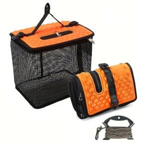 접이식 플로팅 스카리 낚시 활용망 구슬망 나일론 대형 5m 로프 포함 다기능 경량 휴대용 편리 물고기 잡이용 바위 바다 아웃도어 캠프 낚시용품 담수 해수 적용 28 45 22 1cm 블랙