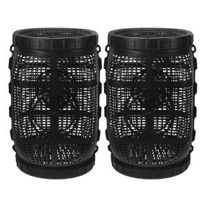 GANAZONO 대형 플라스틱 낚시용 메쉬 바스켓 지상 고정 구조의 물고기용 케이지 연못과 강에서 잉어 낚시 양식용 탈출 방지 네트 커버 2개 세트