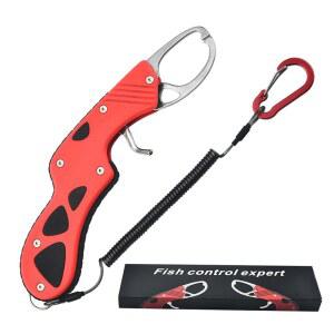 Amazon co jp Cmswiftify 피시 그립 물고기 잡이 알루미늄 합금제, 25kg 하중, 경량 175g, 신축 코드 포함, 한 손 조작 가능, 해수 담수 겸용, 레드 블랙 바다낚시 연못낚시 배스 낚시, 배낚시 바위낚시 사비키