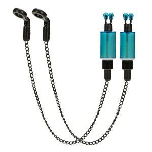 Wiseflexwia 두 개의 바이트 알람 잉어 낚시 행거 보빈 스윙거 인디케이터 스윙어 스틸 체인 블루