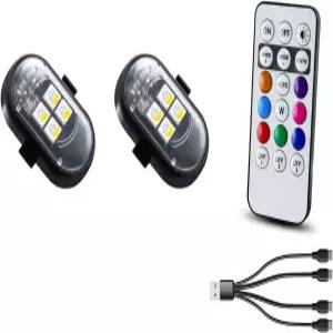 반큐브 원격 충전식 방수 8색 인테리어 자동차 조명 차량용 드론 오토바이용 미니 LED 스트로브 2PCS 무선