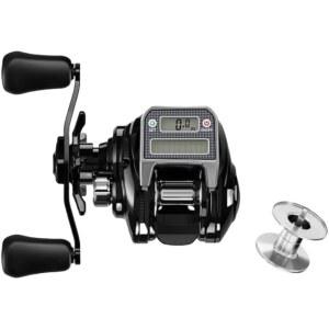 Fiyyuga 드립 릴, USB 및 태양광 충전, 정확한 라인 카운터, 듀얼 액션 알람 기능, 강력한 브레이크, 낚시 해양 낚시 장거리 낚시에 적합합니다