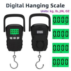110lb50kg 전자 수하물 걸이 저울 휴대용 디지털 무게 배터리USB 충전 LCD 낚시