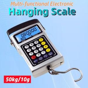 50KG10G 다기능 교수형 저울 쇼핑 낚시 식료품 수하물 규모 계산기 눈금자 온도계 후크 가격
