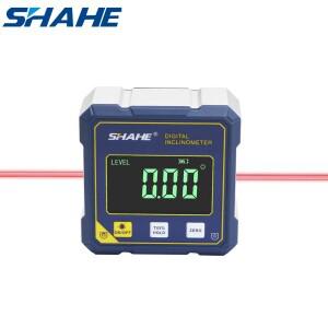 SHAHE 충전식 디지털 경사계, 듀얼 레이저가 장착된 미니 각도기 측정기, 4면 강력한 자기 게이지