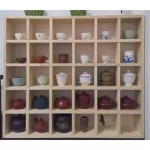 대형 수납장 컵진열 카페 원목 머그컵 장식장 디스플레이 주방 카페테리아