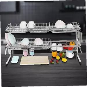 싱크대 식기 건조 선반 스테인리스 길이조절 벽부착 주방 그릇 정리 수납 2단