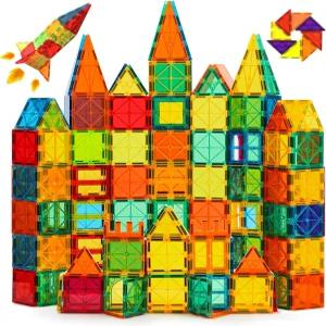 귀여운 호랑이 자석 타일 100개 빌딩 블록 자동차 없음 스퀘어 캐슬 유아용 장난감 어린이용 STEM 스태킹