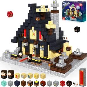 그레이스덕 100 PCS 마그네틱 블록 - 매직 하우스 빌딩 어린이용 자석 쌓기 STEM 몬테소리 감각 장난감을