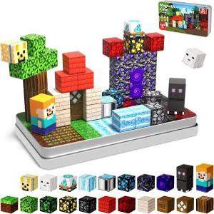 45 PCS 0.8인치 미니 자석 블록 - 휴대용 금속 상자를 가진 아이들을 위한 부활절 여행용 장난감 3세 이상