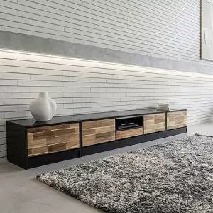 에르니안 아카시아 원목 2700거실장세트 1500거실장 600협탁2개 상판흑경 tv장