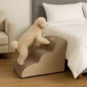 [반려] 포근스텝 애견 애묘스텝 브라운 3단 반려동물 계단