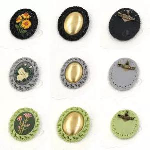 코코밀크/ 레이스 브로치 목걸이 펜던트 겸용 타원형/ 프랑스자수 퀼트 악세사리 만들기